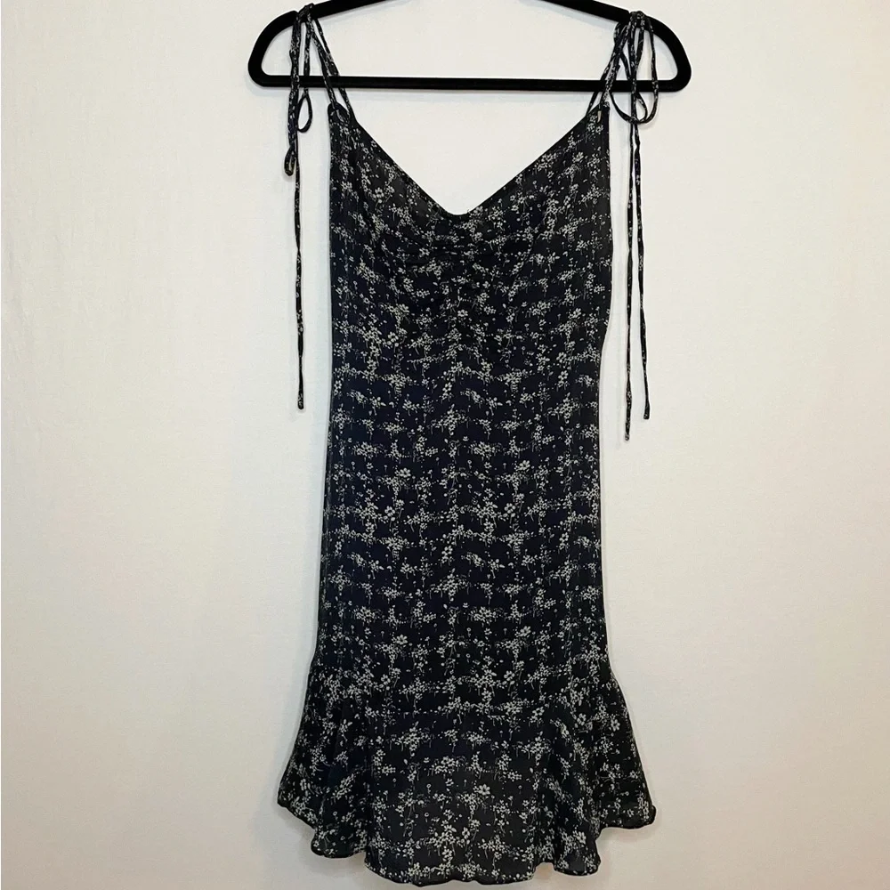 Free People Caught Up Tie Ditsy Floral Printed Mini Slip Dress - Picture 2 of 13